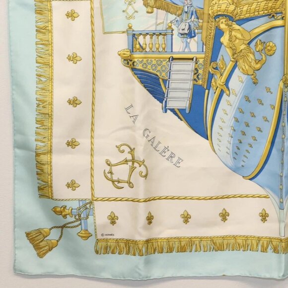 HERMES Carre 90 Scarf ""VUE DU CARROSSE DE LA GALERE LA REALE"" Silk Auth BA6484 - Picture 5 of 15